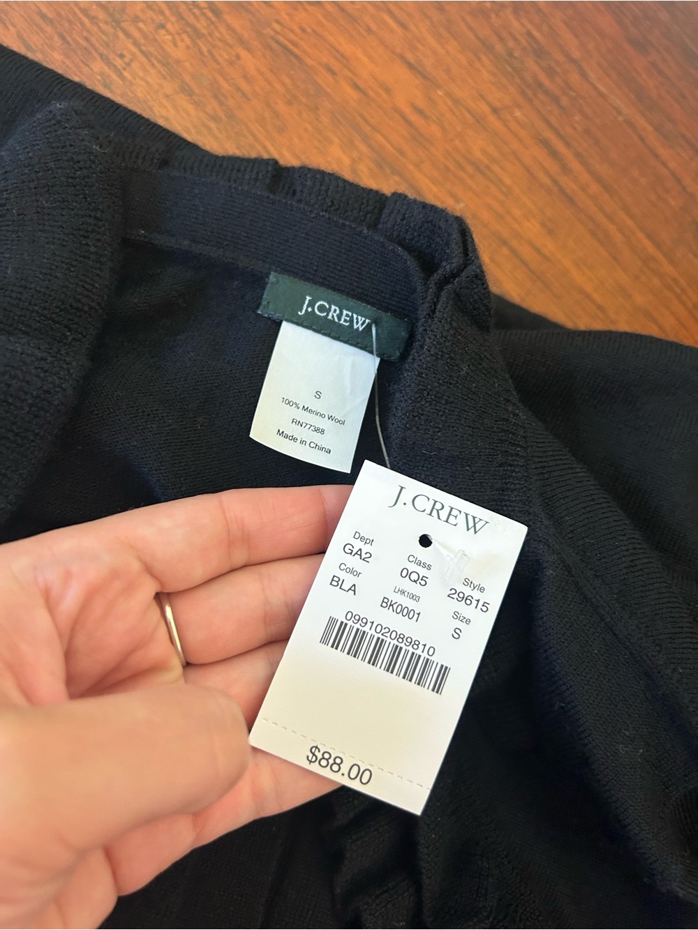 NWT J.Crew Merino Wool Ruffle Cardigan Black Size S
